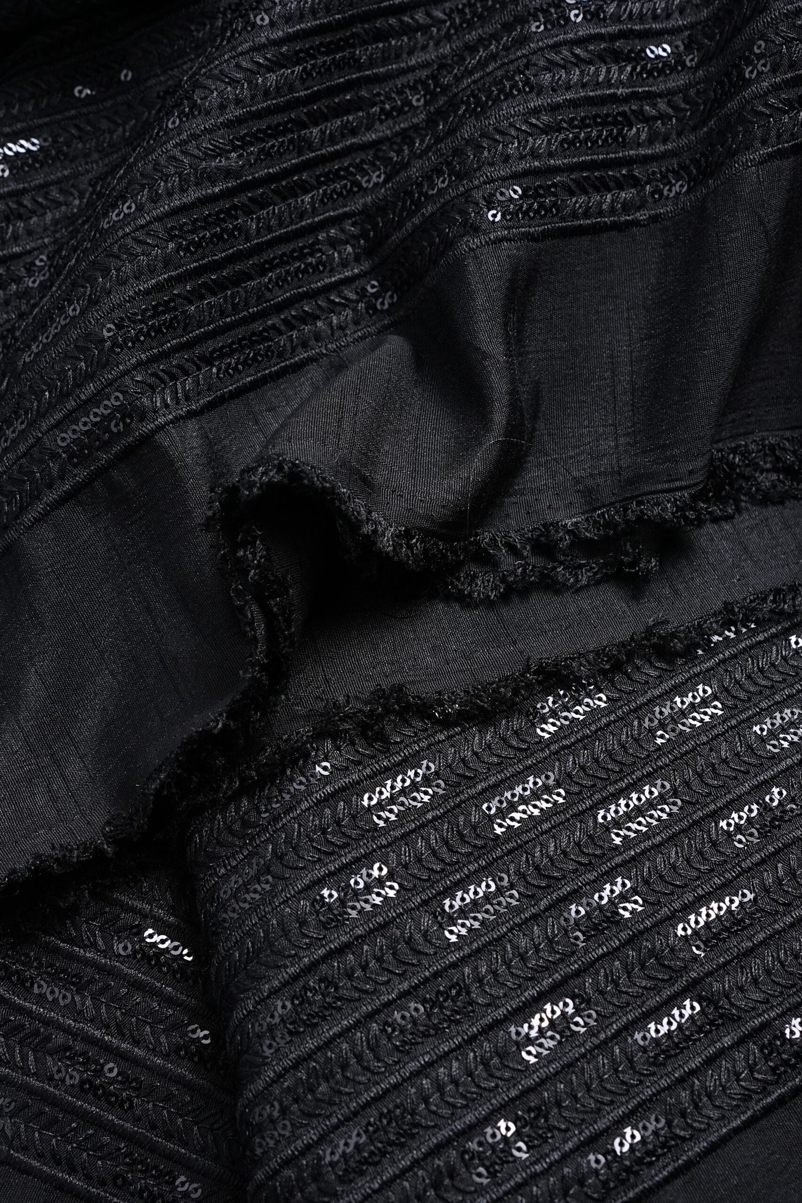 Black Embrioded Mahsoori fabric with Sequence