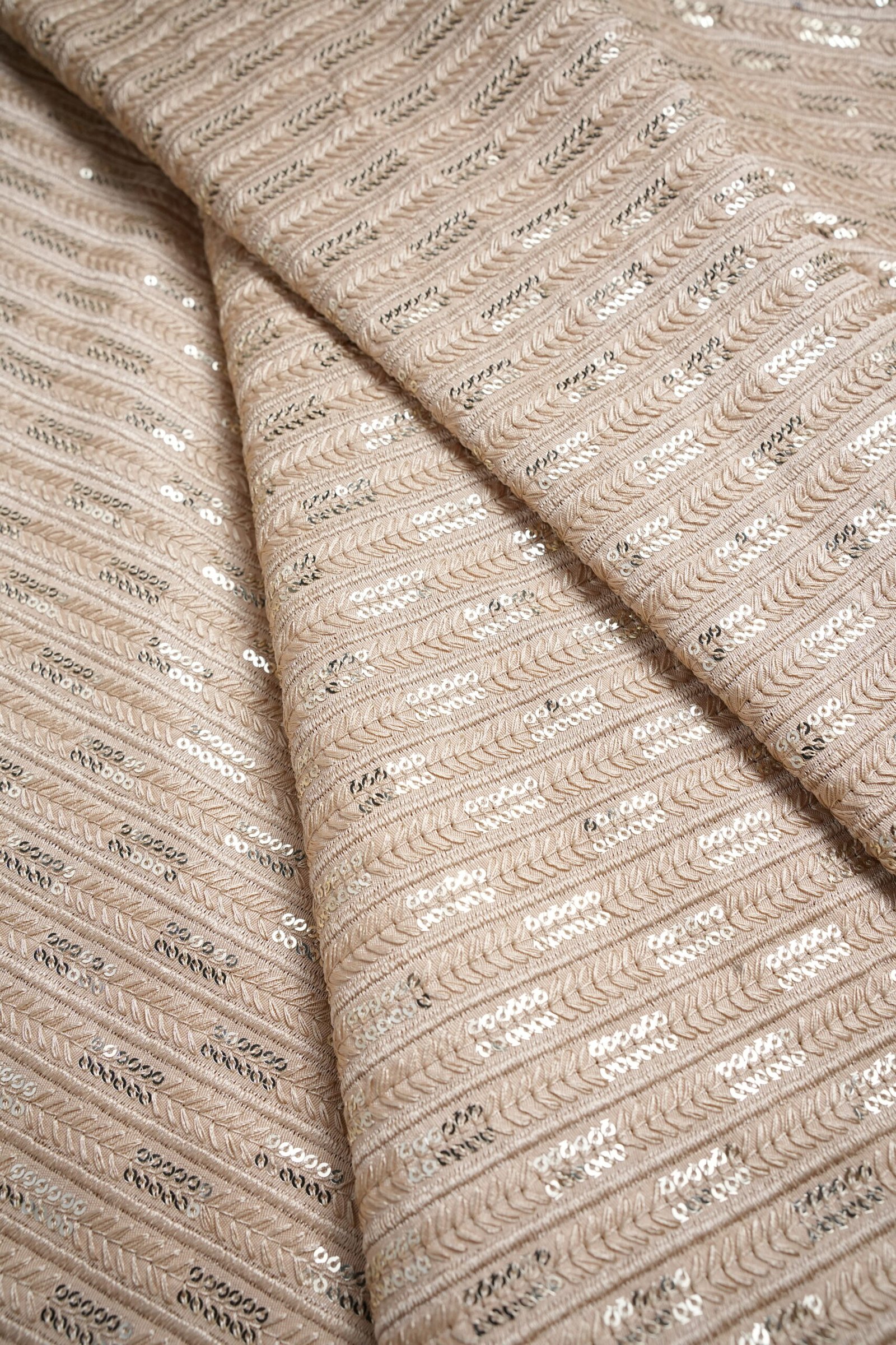 Light Pink Embrioded Mahsoori fabric with Sequence