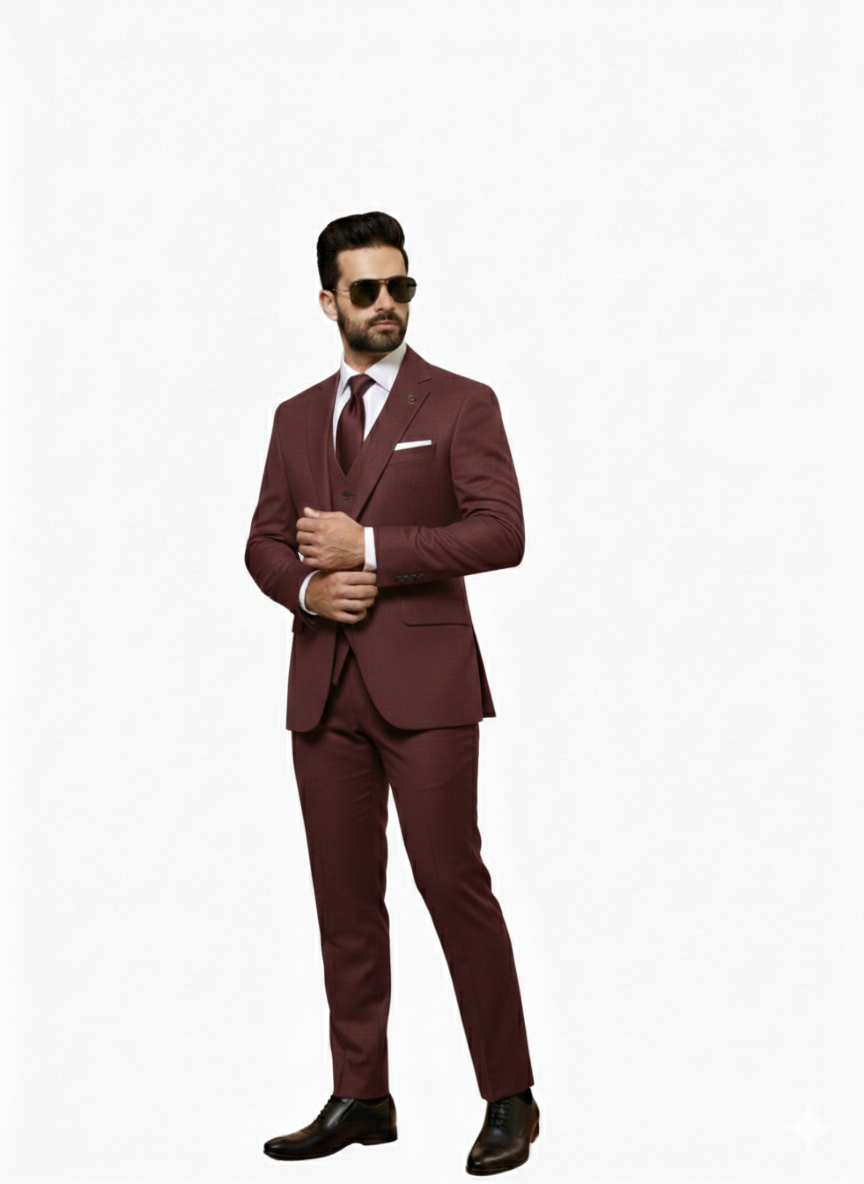 Maroon Three Piece Suit