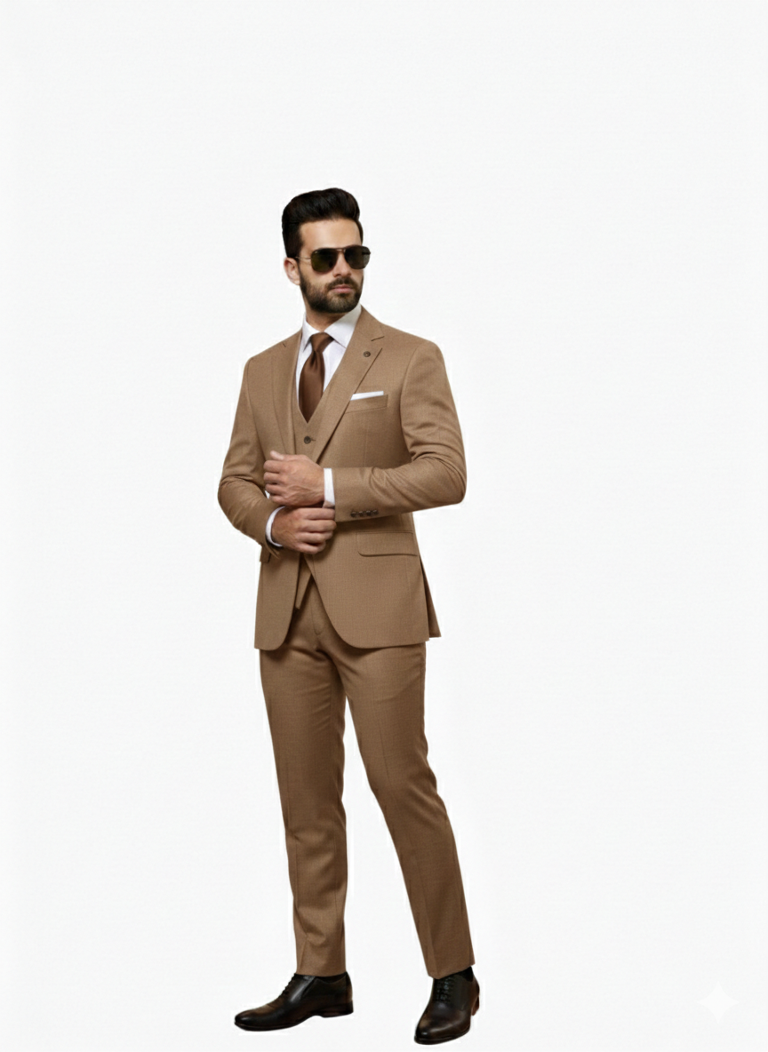 Tan Three Piece Suit