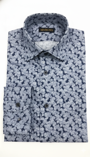 Floral Print Grey 100% Cotton Shirt