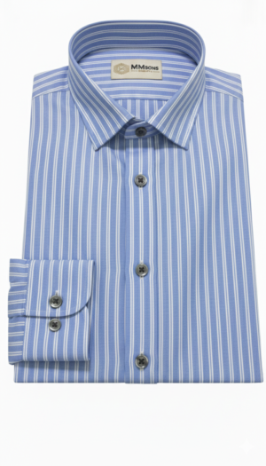 Sky Blue Striped Officer 100% Cotton Shirt