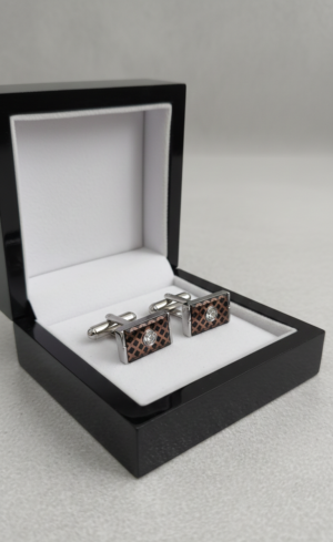 Luxury Rose Gold & Black Lattice Cufflinks