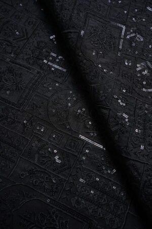 Black Embrioded Mahsoori fabric with Sequence