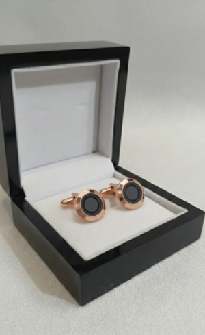 Elegant Rose Gold Finished Round Cufflinks