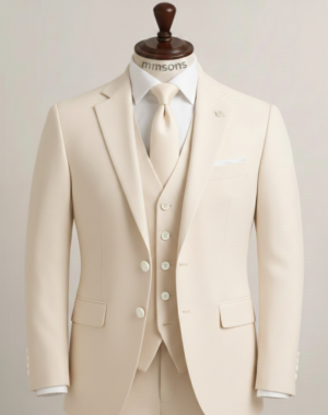 Cream White Three Piece Suit