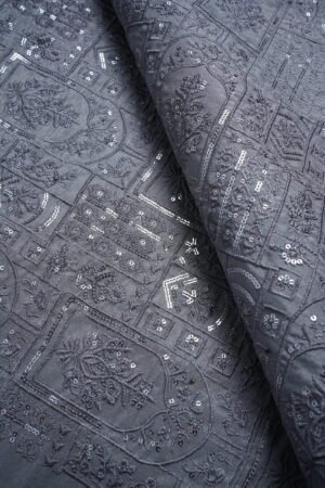 Grey Embrioded Mahsoori fabric with Sequence