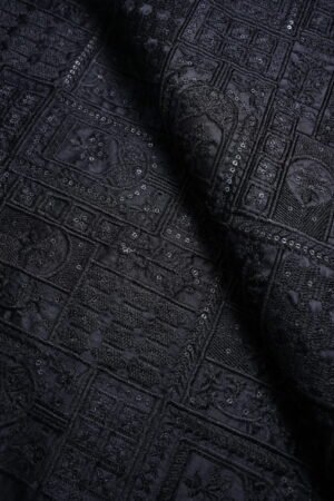 Black Embrioded Mahsoori fabric with Sequence